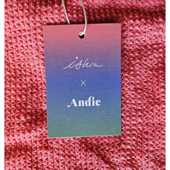 ANDIE XXXL Bikini Swim Bottom Pink Texturize 90s High Waist ISHRA x ANDIE NEW - Picture 2 of 6